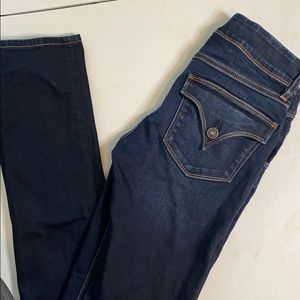 Hudson Collin skinny dark wash back flap jeans